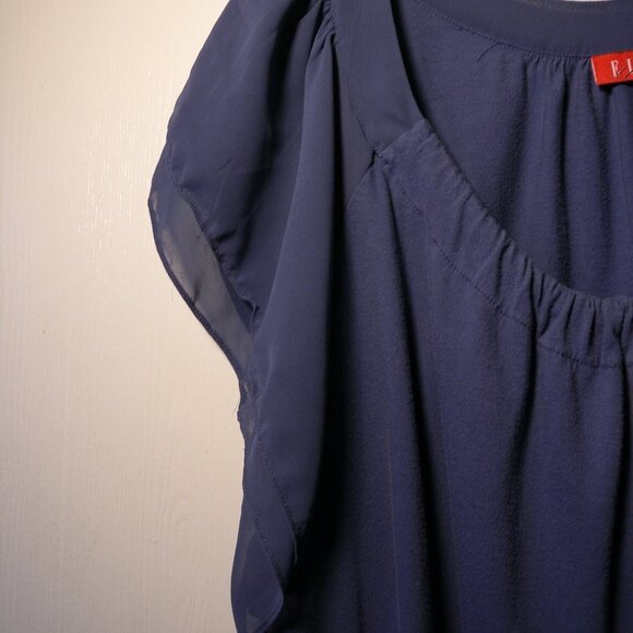 Elle Ruffle Short Ruffle Sleeve Top: Blue: Size: 1X - Picture 7 of 11